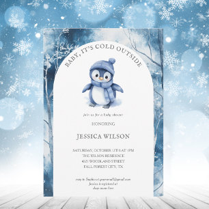 Invitation Bébé mignon en pingouin Il fait froid dehors du Ba