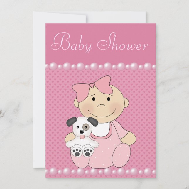 Invitation Bébé mignon et Baby shower rose (Devant)