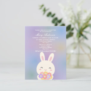 Invitation Bébé mignon et Fleurs Bébé Baptême Christening