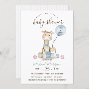 Invitation Bébé mignon Giraffe Ballons Baby shower dans