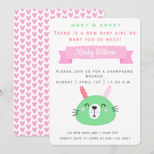 Invitation Bébé mignon lapin   Meet & Greet New Baby