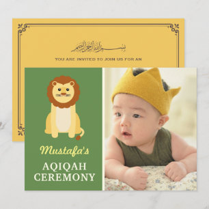 Invitation Bébé mignon Lion Aqiqah Photo