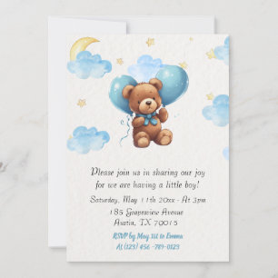 Invitation Bébé mignon ours en peluche