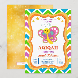 Invitation Bébé mignon papillon fille Aqiqah