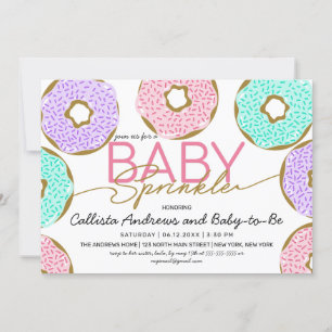 Invitation Bébé mignon Saupoudrer rose vert pourpre Douche à 