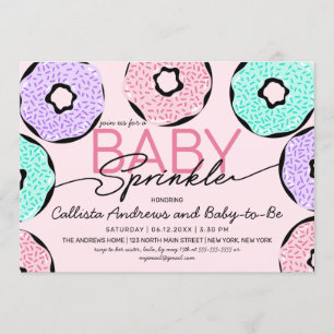 Invitation Bébé mignon Saupoudrer rose vert pourpre Douche à 