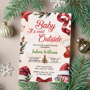 Invitation Bébé mignon son froid en dehors du Baby shower de