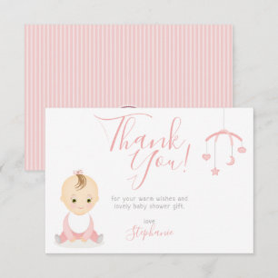 Invitation Bébé mignonne fille et son Baby shower mobile