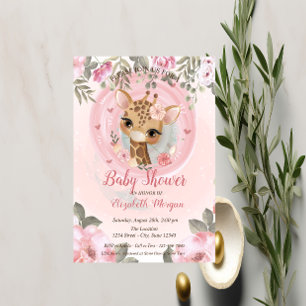 Invitation Bébé mignonne Giraffe Baby shower floral Invitatio
