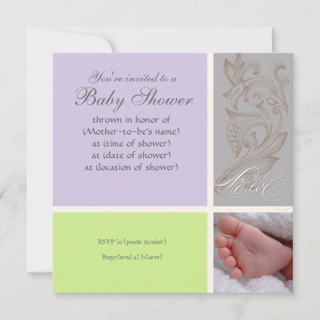 Invitation Bébé Modern Swirl n Dot - Baby Girl Shower Invitat (Devant)