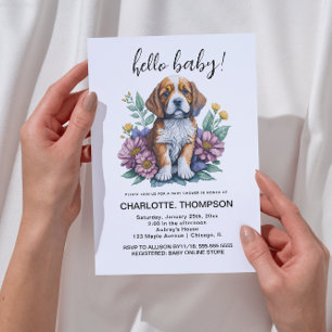 Invitation Bébé Moderne Chien en Terre Cuite Cadeau de Naissa