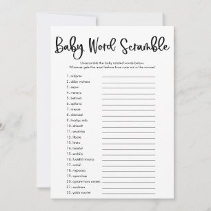 Invitation Bébé mot scramble baby shower jeu simple moderne