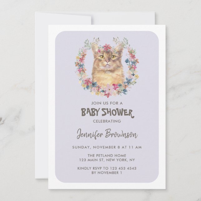 Invitation Bébé Naissance Chat Somali (Devant)