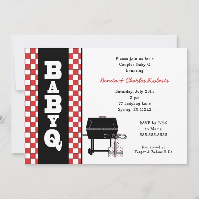 Invitation Bébé neutre q de genre de BBQ d'invitation de baby (Devant)