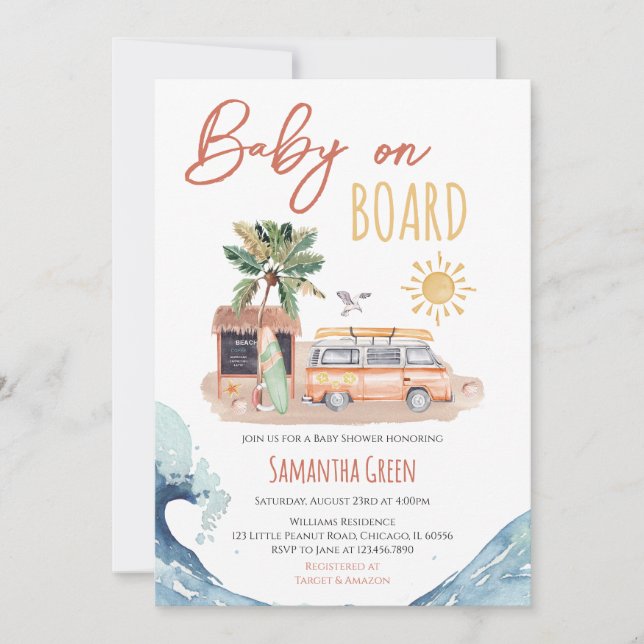 Invitation Bébé neutre sur le Baby shower de bord (Devant)