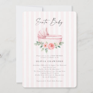 Invitation Bébé Noël au rose aquarelle Fête Prénatale Bébé No