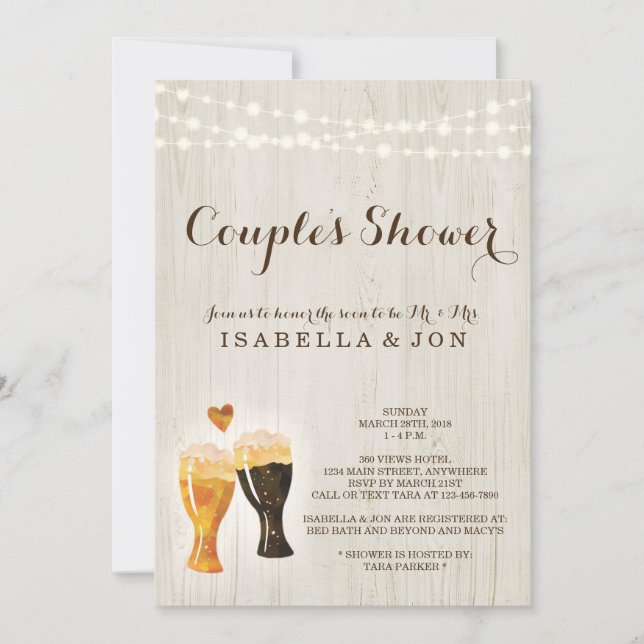 Invitation Bébé nuptiale de mariage d'invitation de douche de (Devant)