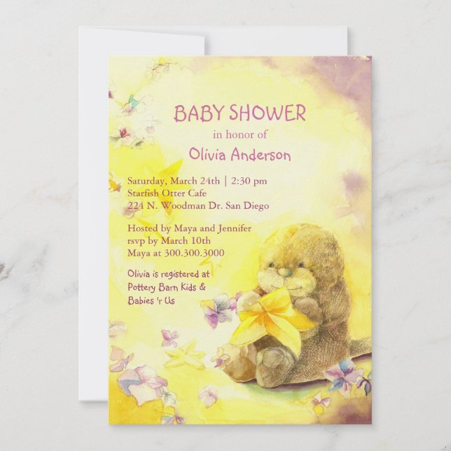 Invitation Bébé Otter & Starfish Cute Baby shower (Devant)