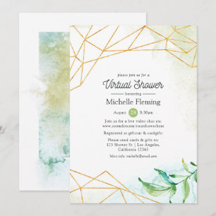 Invitation Bébé ou Fête des mariées virtuel géométrique tenda