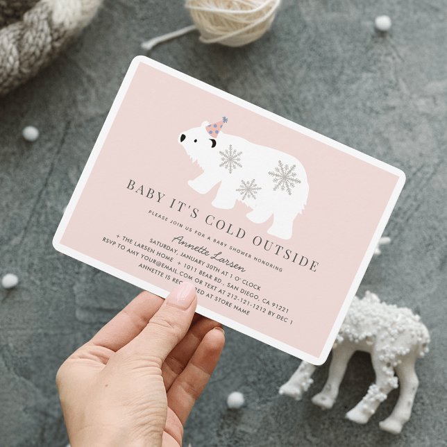 Invitation Bébé Ours Polaire Il fait froid dehors Baby shower (Créateur téléchargé)