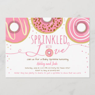 Invitation Bébé Paillettes Rose Donut Fille Paillettes
