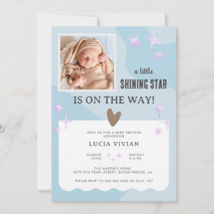 Invitation Bébé paisible Blue Star Baby shower photo