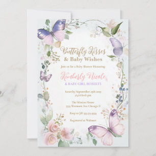 Invitation Bébé papillon Baisers de papillon Baby shower