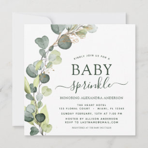 Invitation Bébé Parsemer de verdure Eucalyptus Succulent