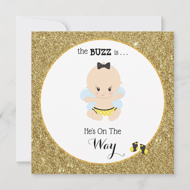 Invitation *~* Bébé Parties scintillant d'abeilles Bébé Invit (Devant)