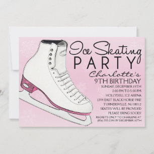 Invitation Bébé Patinage rose Mates Patinage sur glace Annive