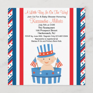 Invitation Bébé patriote dans l'invitation de baby shower de