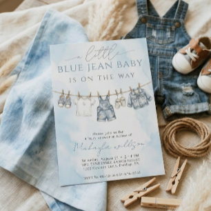 Invitation Bébé Petit Jean Bleu est en route Baby Shower