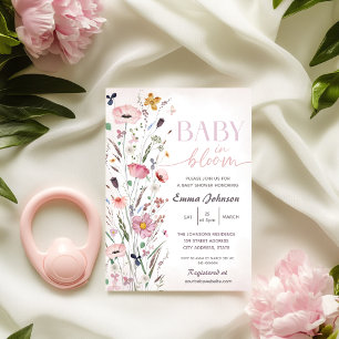 Invitation Bébé pourpre en fleur Baby shower Fleur sauvage