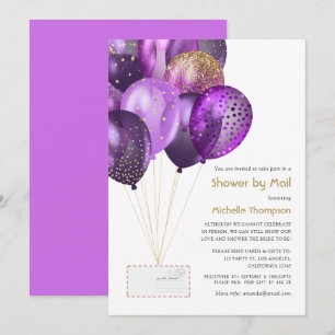 Invitation Bébé pourpre et or ou Fête des mariées par courrie