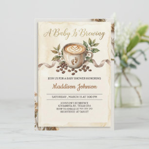 Invitation Bébé prépare un café Baby Shower 