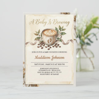 Invitation Bébé prépare un café Baby Shower 