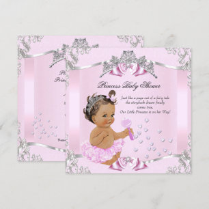 Invitation Bébé Pretty Princess Fête Prénatale Tutu Rose Brun