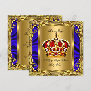 Invitation Bébé Prince Bleu Royal Shower Bébé Fille Tenue Roy