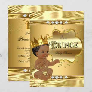 Invitation Bébé Prince Cadeau Baby Shower Dorure Ethnique Gar
