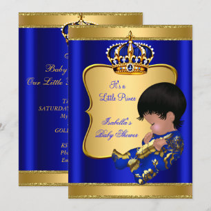 Invitation Bébé prince garçon Shower Bleu Afro-Américain