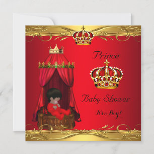 Invitation Bébé Prince Royal Fête Prénatale Garçon Couronne R