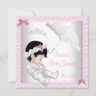 Invitation Bébé Princesse Cute Baby Shower Jolie Dentelle Ros