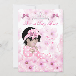 Invitation Bébé Princesse Fille Shower Rose Floral Asiatique