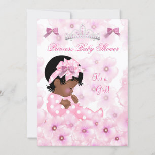 Invitation Bébé Princesse Fille Shower Rose Floral Ethnique