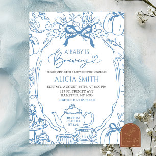 Invitation Bébé Pumpkin Vintage Blue Toile est en préparation