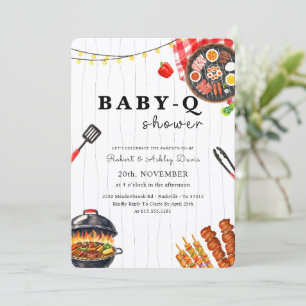 Invitation Bébé Q Fête Prénatale Barbecue d'été dans le jardi