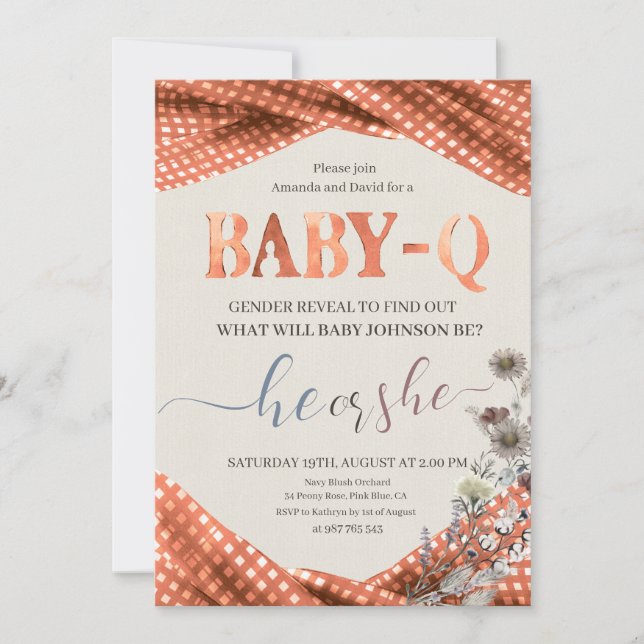 Invitation Bébé q Révélation de genre (Devant)