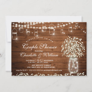 Invitation Bébé Respiration Mason Jar Rustic Couple Douche