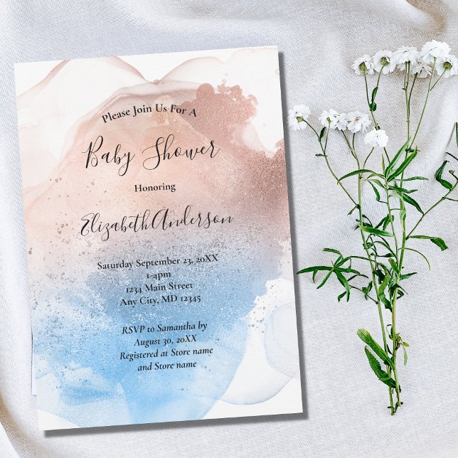 Invitation Bébé rose Bleu Baby shower fille garçon (Créateur téléchargé)
