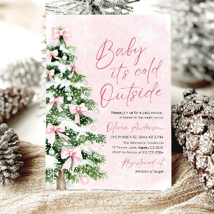 Invitation Bébé rose c'est froid dehors Baby shower Invitatio
